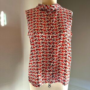 Tory Burch 100% silk sleeveless blouse, size 10.